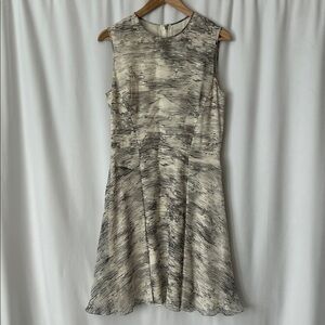 Jason Wu Resort 2015 Ivory/Grey Silk Abstract Sleeveless Dress **Size 10** 🌺🌺